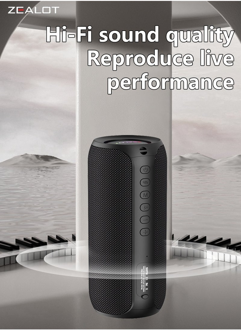 Zealot - ZEALOT S32 Max Bluetooth Speaker, Portable 3D Stereo Speaker, Loud Sound Booming Bass, Waterproof Outdoor Subwoofer, 3600mAh Big Battery Long playtime, RGB Light For Party/Home/TV/Mobile Phone/Tablet - Image 1