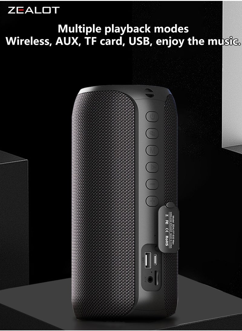 Zealot - ZEALOT S32 Max Bluetooth Speaker, Portable 3D Stereo Speaker, Loud Sound Booming Bass, Waterproof Outdoor Subwoofer, 3600mAh Big Battery Long playtime, RGB Light For Party/Home/TV/Mobile Phone/Tablet - Image 1