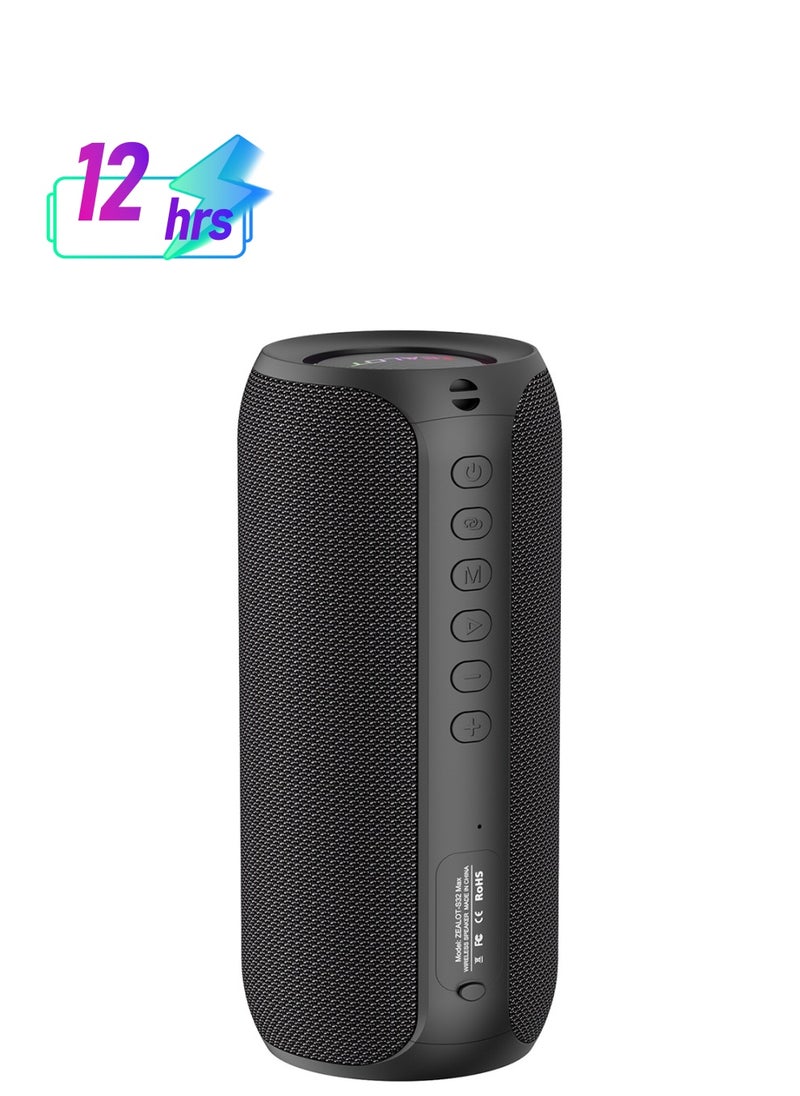 Zealot ZEALOT S32 Max Bluetooth Speaker, Portable 3D Stereo Speaker, Loud Sound Booming Bass, Waterproof Outdoor Subwoofer, 3600mAh Big Battery Long playtime, RGB Light For Party/Home/TV/Mobile Phone/Tablet  - Image 1