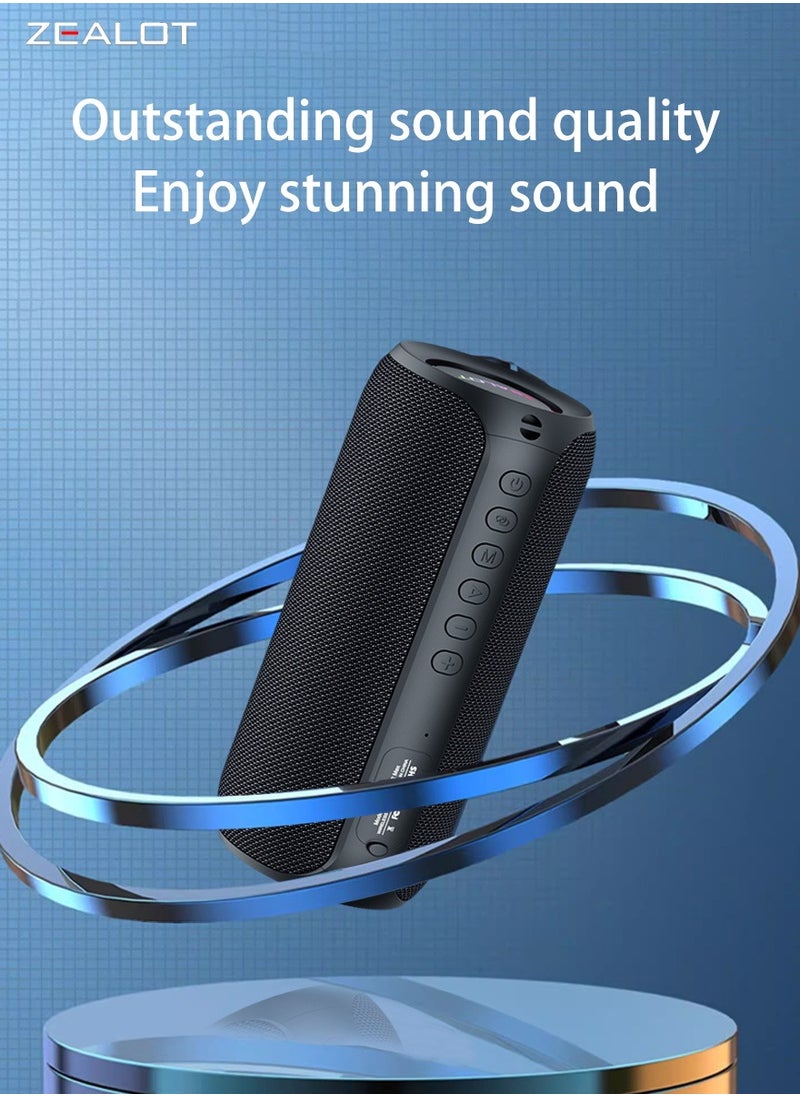 Zealot - ZEALOT S32 Max Bluetooth Speaker, Portable 3D Stereo Speaker, Loud Sound Booming Bass, Waterproof Outdoor Subwoofer, 3600mAh Big Battery Long playtime, RGB Light For Party/Home/TV/Mobile Phone/Tablet - Image 1