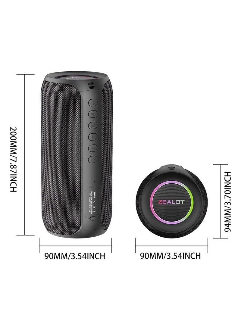 Zealot ZEALOT S32 Max Bluetooth Speaker, Portable 3D Stereo Speaker, Loud Sound Booming Bass, Waterproof Outdoor Subwoofer, 3600mAh Big Battery Long playtime, RGB Light For Party/Home/TV/Mobile Phone/Tablet  - Image 4