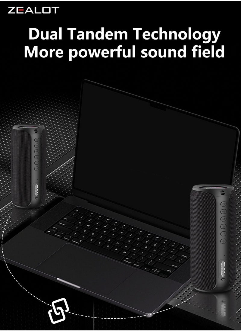 Zealot - ZEALOT S32 Max Bluetooth Speaker, Portable 3D Stereo Speaker, Loud Sound Booming Bass, Waterproof Outdoor Subwoofer, 3600mAh Big Battery Long playtime, RGB Light For Party/Home/TV/Mobile Phone/Tablet - Image 1