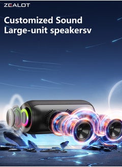 Zealot ZEALOT S32 Max Bluetooth Speaker, Portable 3D Stereo Speaker, Loud Sound Booming Bass, Waterproof Outdoor Subwoofer, 3600mAh Big Battery Long playtime, RGB Light For Party/Home/TV/Mobile Phone/Tablet  - Image 5