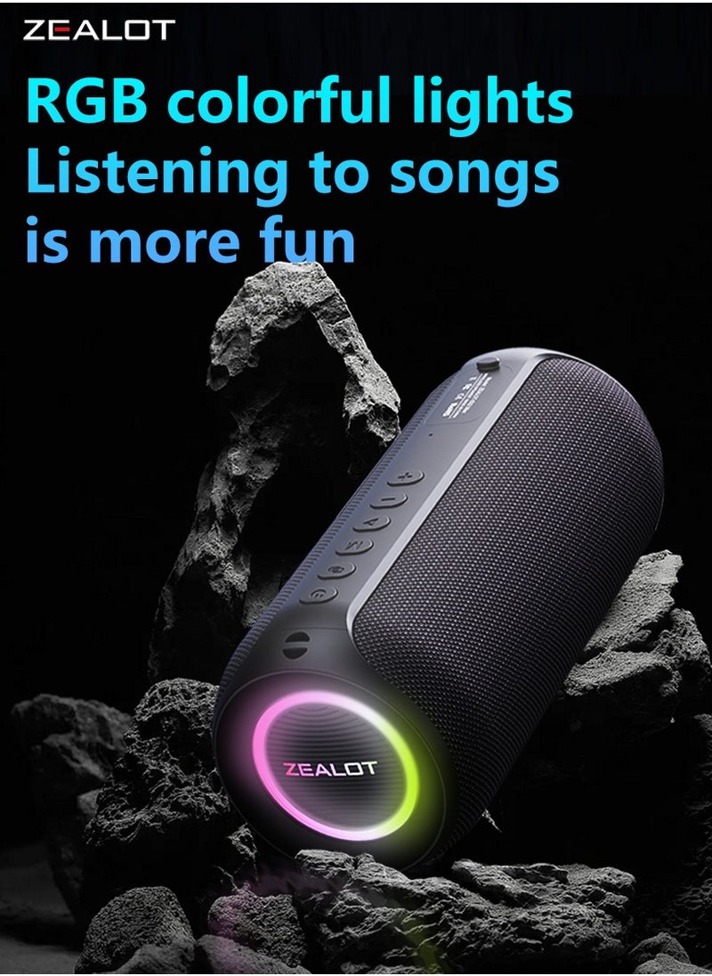 Zealot - ZEALOT S32 Max Bluetooth Speaker, Portable 3D Stereo Speaker, Loud Sound Booming Bass, Waterproof Outdoor Subwoofer, 3600mAh Big Battery Long playtime, RGB Light For Party/Home/TV/Mobile Phone/Tablet - Image 1