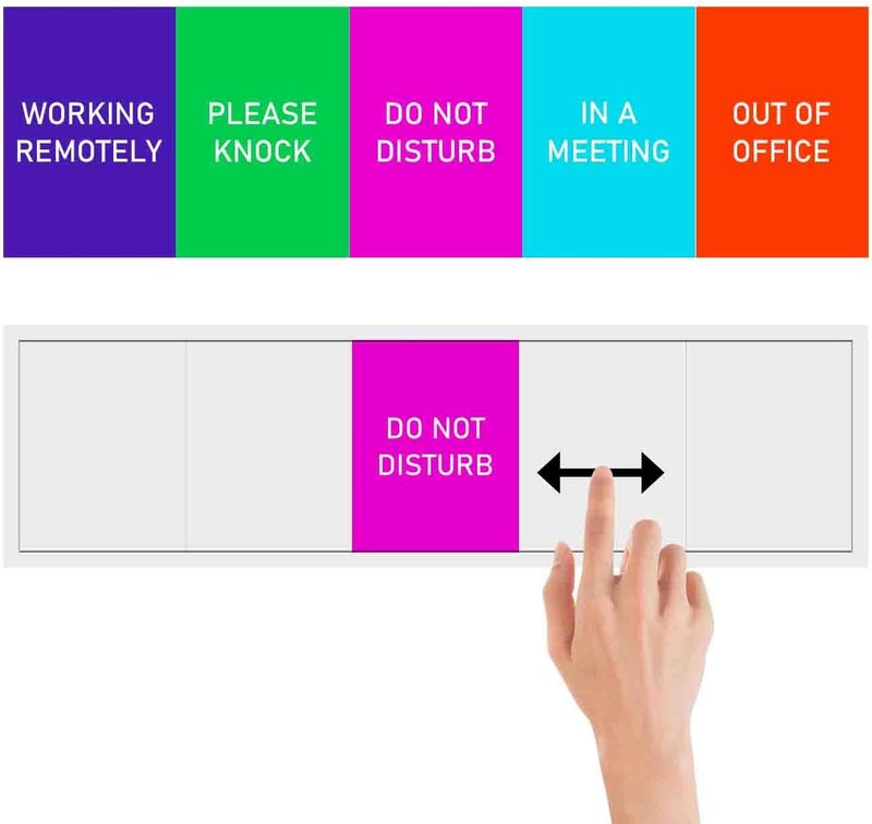Blirik Privacy Door Sign, Do Not Disturb, Please Knock, In A Meeting, Out of Office, Working Remotely - Magnetic Slider Sign for Meeting Room or Any Room Need Privacy - Silver - Image 1