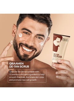 Qraa Men De Tan Pack With De Tan Scrub For Skin Lightening Brightening | Dirt & Blackhead Removal |Tan Removal Face Scrub & Pack | 100Gm X 2 (Pack Of 2)  - Image 3