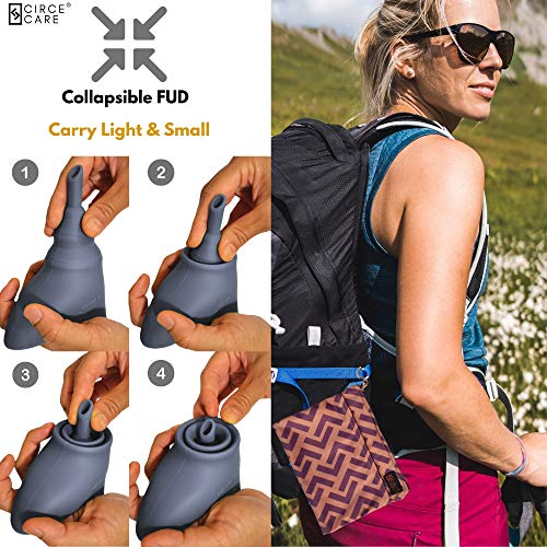 CIRCE CARE 2nd Gen SuAmiga Collapsible Female Urination Device Upgraded (Firm Top for Better Seal); Women Pee Funnel with Chic Waterproof Bag; Portable Female Urinal to Pee Standing Up (Size- Petite) - Image 3