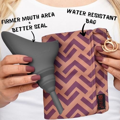 CIRCE CARE 2nd Gen SuAmiga Collapsible Female Urination Device Upgraded (Firm Top for Better Seal); Women Pee Funnel with Chic Waterproof Bag; Portable Female Urinal to Pee Standing Up (Size- Petite) - Image 2