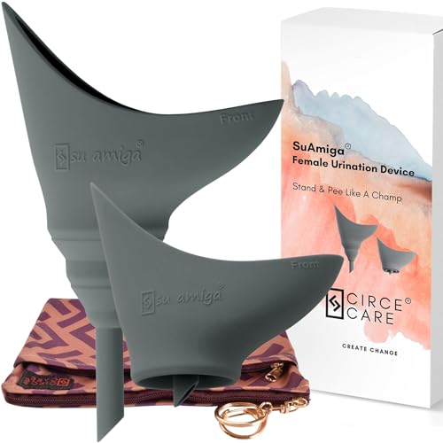 CIRCE CARE 2nd Gen SuAmiga Collapsible Female Urination Device Upgraded (Firm Top for Better Seal); Women Pee Funnel with Chic Waterproof Bag; Portable Female Urinal to Pee Standing Up (Size- Petite) - Image 1