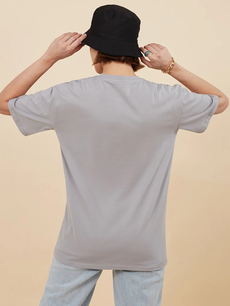 Styli Short Sleeves No Bad Energy Slogan Oversized Longline T-shirt