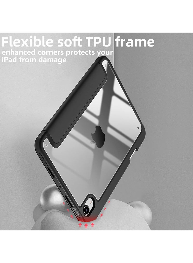 دوسالا حافظة لجهاز آيباد ميني 7 (A17 Pro، الجيل السابع) 2024 / آيباد ميني 6 (الجيل السادس) بحجم 8.3 بوصة مع حامل قلم، غلاف حماية رفيع مع ظهر شفاف لجهاز آيباد ميني 8.3 بوصة، يدعم الاستيقاظ التلقائي/النوم، (أسود) - Image 5