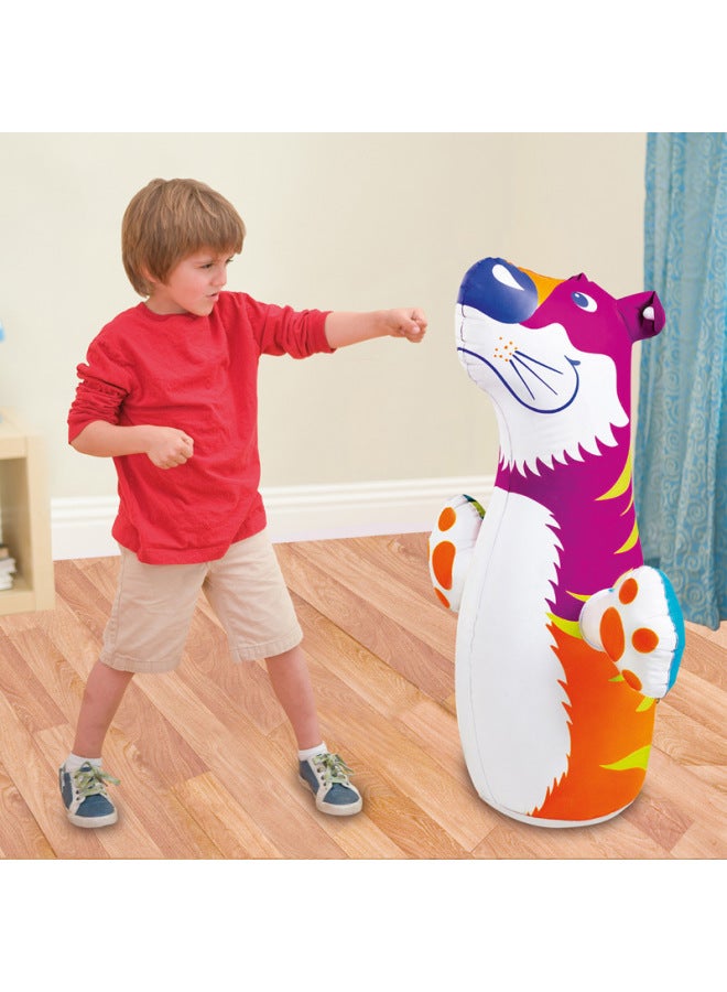 Sandbag Tumbler Decompression Sandbag Adult Home Boxing Training Equipment Kidsren's Fitness Inflatable Boxing Column Cool-Color:[upgraded Nano Material + Gloves] Pink Dinosaur ★ Comes With Air Pump + Repair Patch  - Image 4