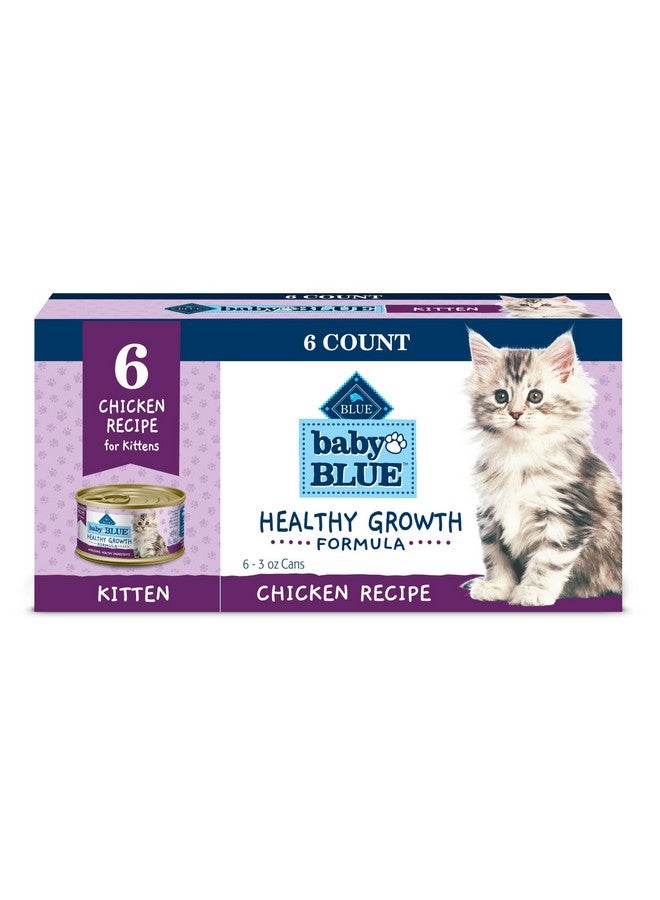 بلو بافلو طعام القطط الرطب الطبيعي من بيبي بلو كيتن، تركيبة نمو صحية مع حمض الدوكوساهيكسانويك، وصفة دجاج، عبوة متعددة، 3 أونصات (6 عبوات) - Image 1