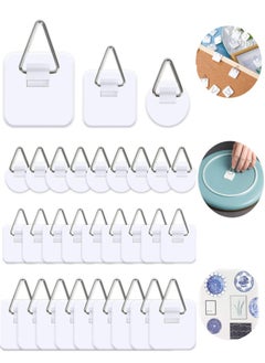 Generic Wall Plate Hanger Display Holder, 30 Pack Invisible Vertical Plate Holders Adhesive Picture Hanging Hooks Without Nails Plastic Sticky for Home Wall Art Photo Frame, 3 Size  - Image 1
