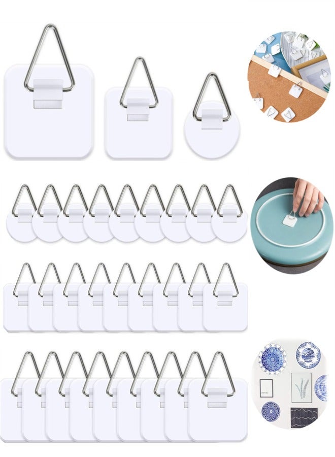 Wall Plate Hanger Display Holder, 30 Pack Invisible Vertical Plate Holders Adhesive Picture Hanging Hooks Without Nails Plastic Sticky for Home Wall Art Photo Frame, 3 Size  - Image 1