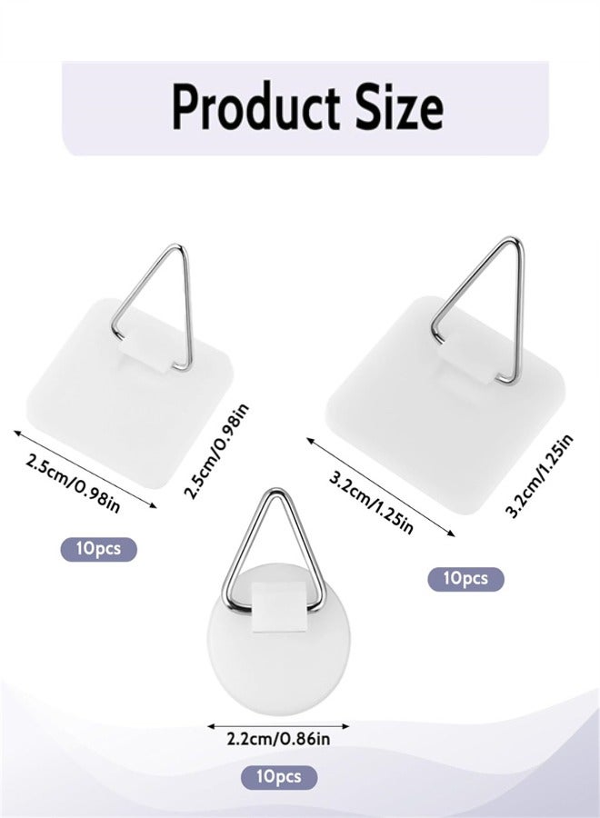 Wall Plate Hanger Display Holder, 30 Pack Invisible Vertical Plate Holders Adhesive Picture Hanging Hooks Without Nails Plastic Sticky for Home Wall Art Photo Frame, 3 Size  - Image 2