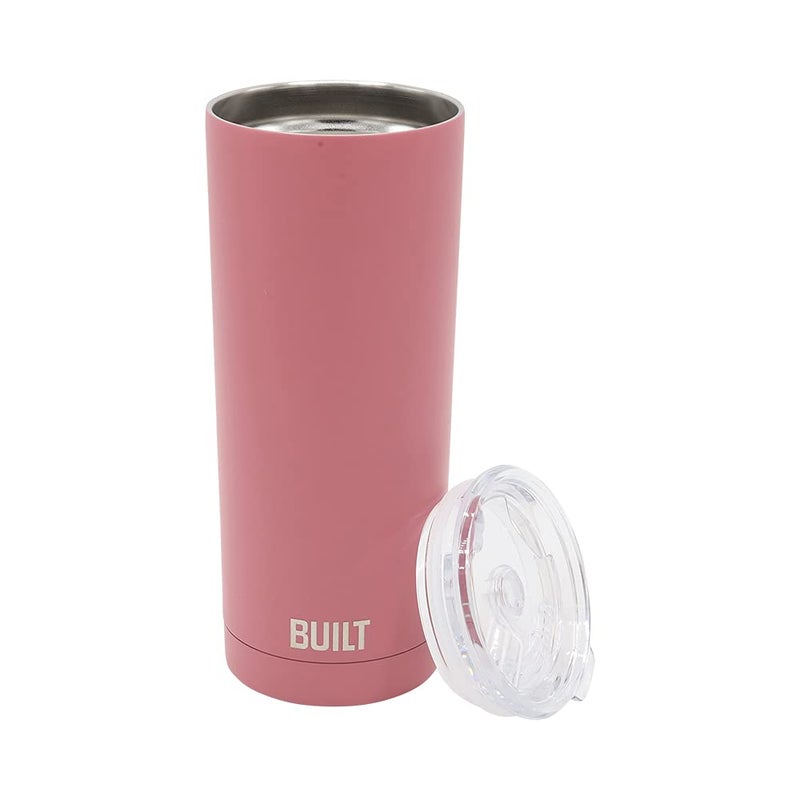 BUILT 20 Ounce Double Wall Vacuum Sealed Stainless Steel Coffee and Water Tumbler Easy to Clean Tritan Lid with Rotating Splash Guard  Pink (5286294) - Image 2