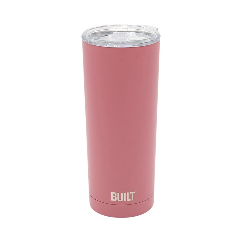 BUILT 20 Ounce Double Wall Vacuum Sealed Stainless Steel Coffee and Water Tumbler Easy to Clean Tritan Lid with Rotating Splash Guard  Pink (5286294) - Image 1