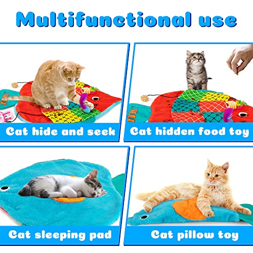 AWOOF Cat Mat Cute Soft Catnip Mat Cat Activity Mat Machine Washable Catnip Toys Interactive Cat Toys for Indoor Cats Fish Shape - Image 3