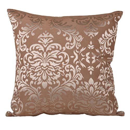 Home - The Best is for You Designer Self Design Cotton 275 TC Cushion Covers | Pack of 2 (Brown_Damask, 16X16 Inch) - Image 2