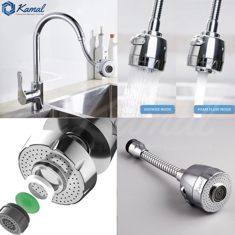 KAMAL SPR-0784-S2 Stainless Steel 304 Extension Spout Faucet – 360° Flexible Rotation | Dual Flow Switch Mode | Heavy-Duty Brass Connector | Durable Spout | Set of 2 | Spout Installation - Image 4
