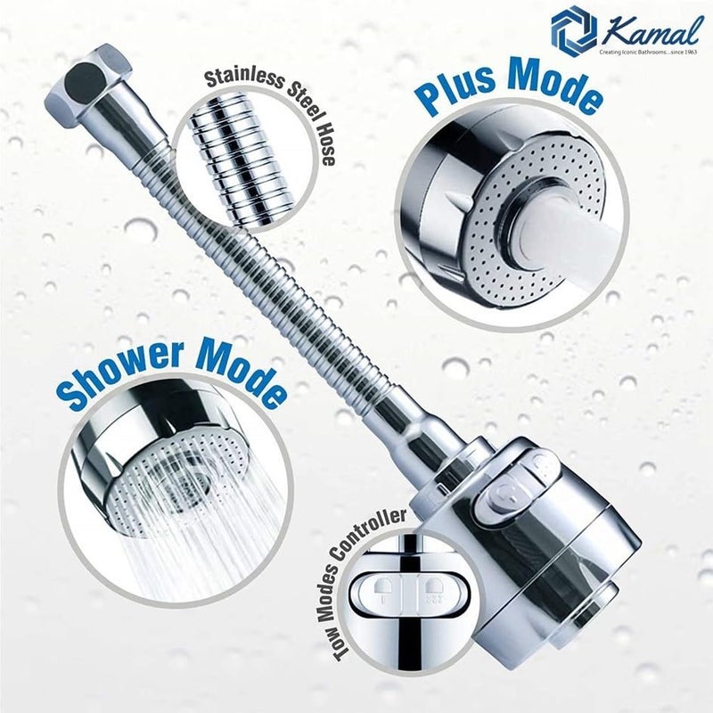 KAMAL SPR-0784-S2 Stainless Steel 304 Extension Spout Faucet – 360° Flexible Rotation | Dual Flow Switch Mode | Heavy-Duty Brass Connector | Durable Spout | Set of 2 | Spout Installation - Image 5