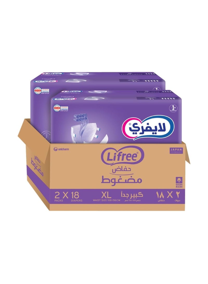ليفري حفاضات للكبار ليفري مضغوطة بشريط لاصق، مقاس XL، قدرة امتصاص 8 أكواب، صندوق كبير، 36 قطعة - Image 1