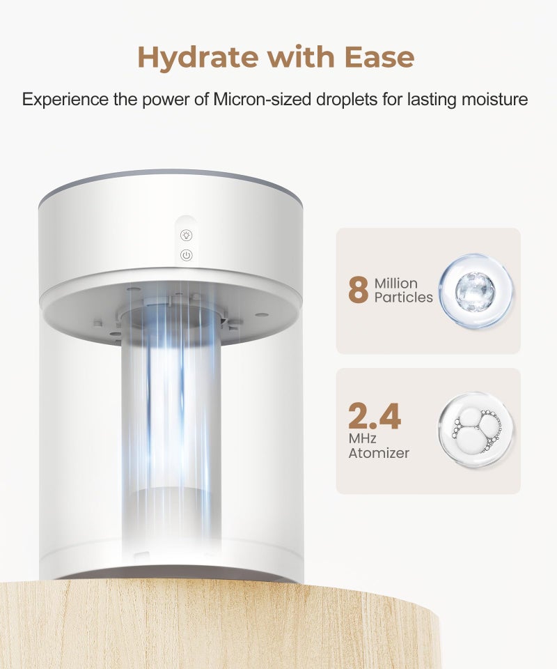 Abolee Humidifiers for Bedroom 4.5L Cool Mist with Essential Oil Diffuser, Humidifier Large Room, 24dB Quiet Air Humificador fit Baby Nursery & Plants, 360Â° Adjustable, Easy Fill & Cleaning (White) - Image 2