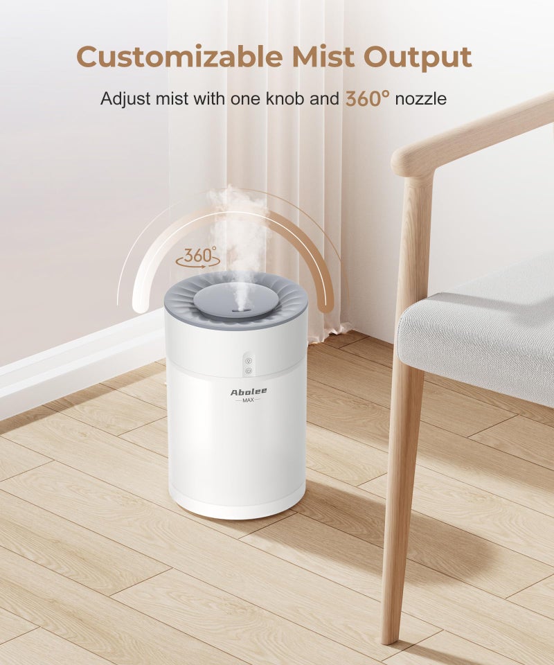Abolee Humidifiers for Bedroom 4.5L Cool Mist with Essential Oil Diffuser, Humidifier Large Room, 24dB Quiet Air Humificador fit Baby Nursery & Plants, 360Â° Adjustable, Easy Fill & Cleaning (White) - Image 4