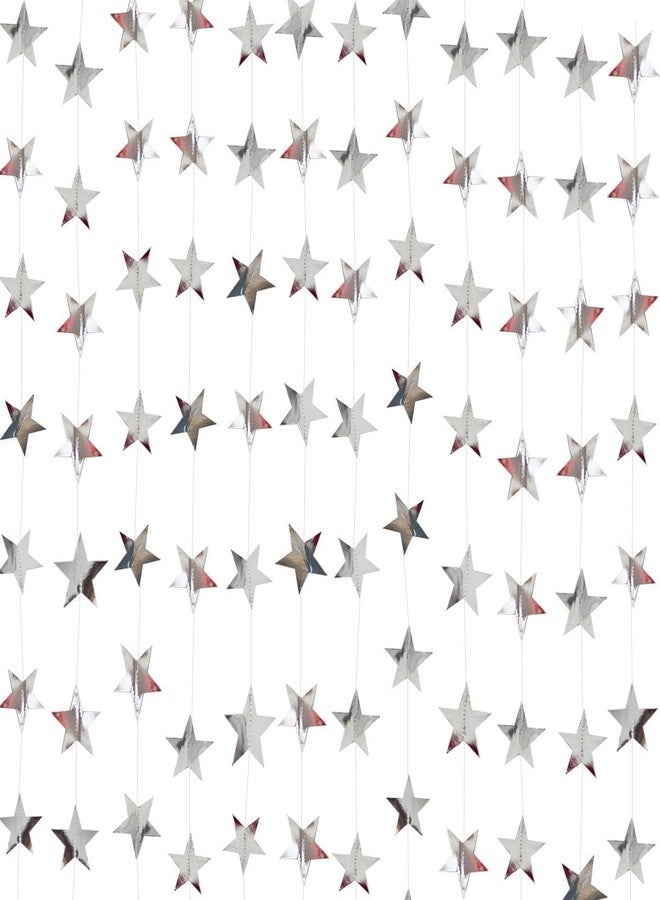 Happy Space - 13ft Shiny Silver Star Banner, Paper Streamer, Bunting for Birthday, Anniversary, Wedding Shower, Baby Shower, Christmas - Image 1