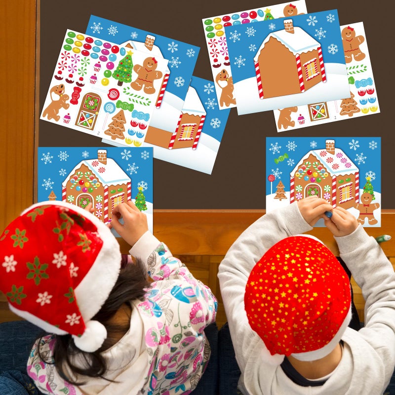 jollylife 38PCS Make-a-Gingerbread House Stickers for Kids - Christmas Party Game/Craft/Activity/Favor/Supplies - 19 Finished Products - Image 4