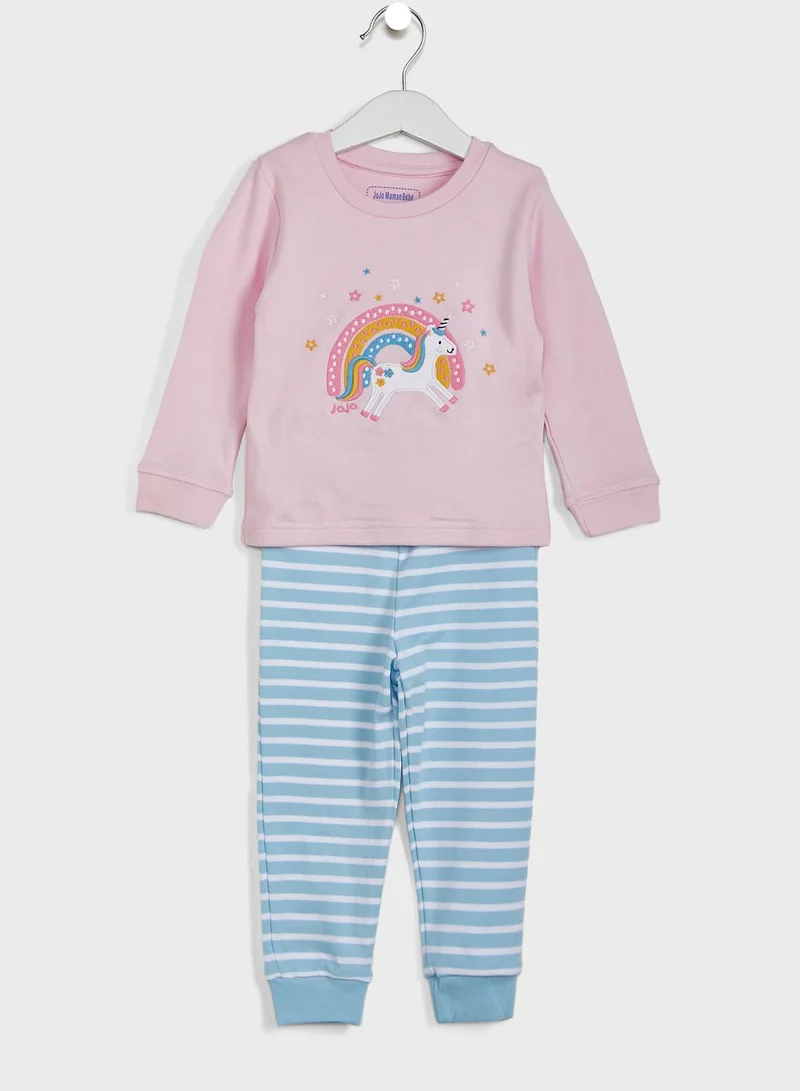 JoJo Maman Bebe Kids 2 Pack Unicorn Print Pyjama Set
