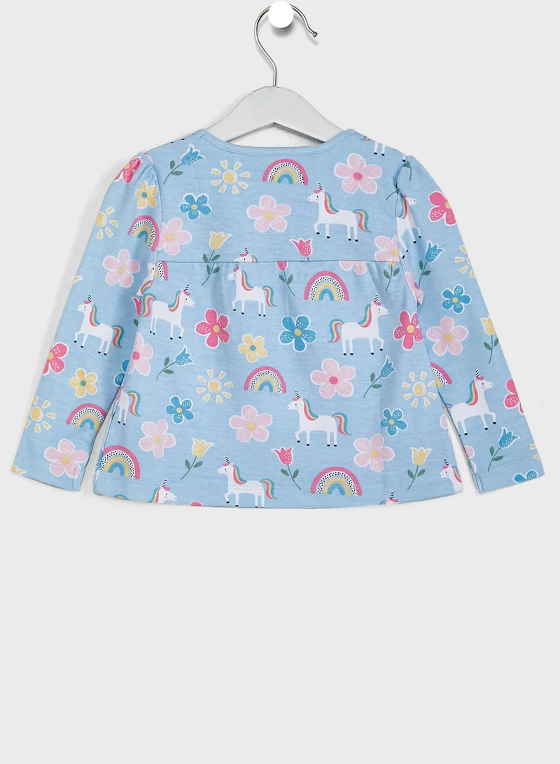 JoJo Maman Bebe Kids 2 Pack Unicorn Print Pyjama Set