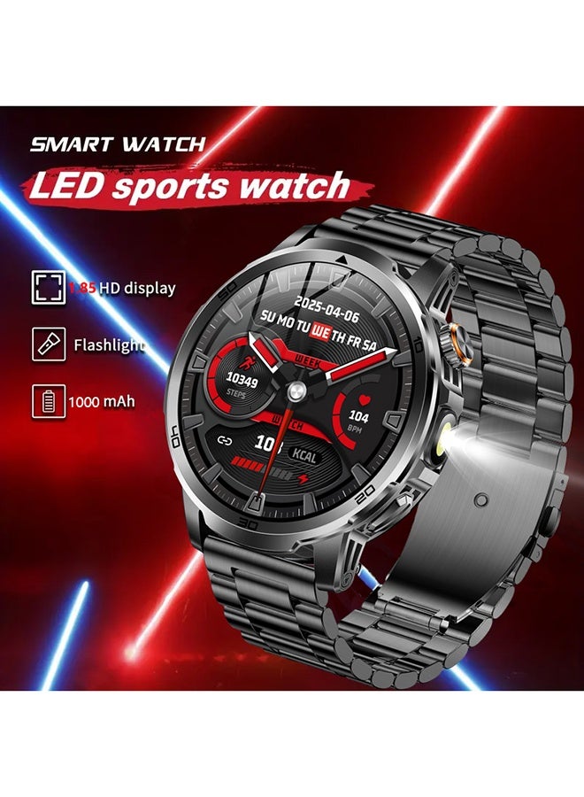 RollsTimi  Smart Watches for Men, 1.85" Smartwatch with 1000 mAh Battery LED Flashlight Sleep Monitor, Answer/Make Calls Fitness Watch for Android/iPhone - Image 1