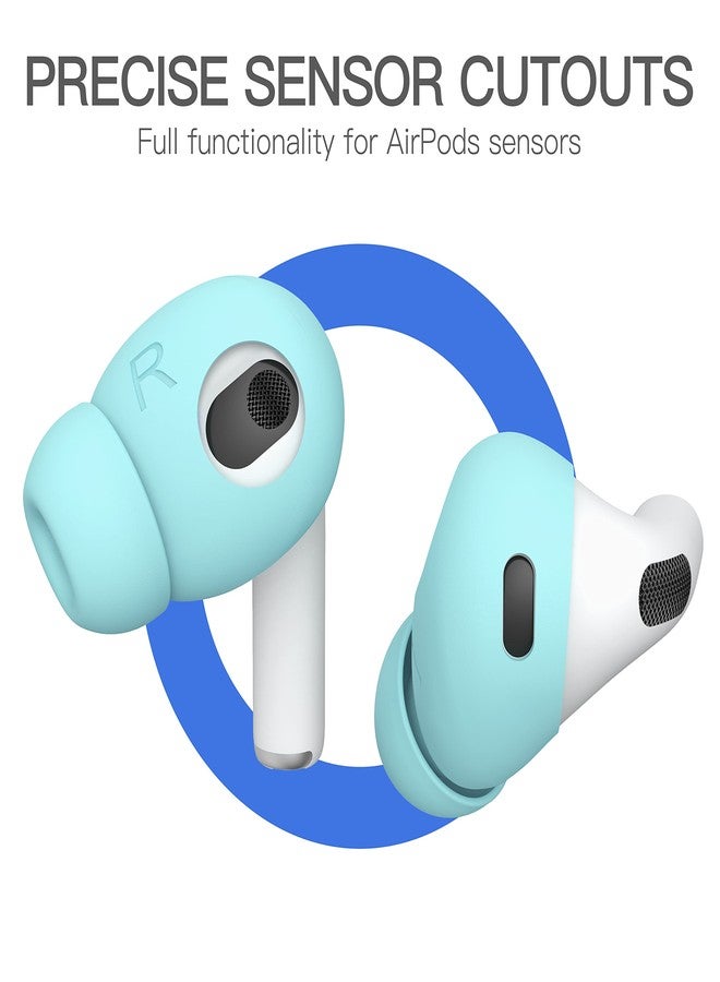 DamonLight 2 Pairs AirPods 3 Ear Tips Grip Silicone Earbuds Cover [Added Storage Pouch][US Patent Registered] Compatible with Apple AirPods 3rd Generation (Ice Blue) - Image 2