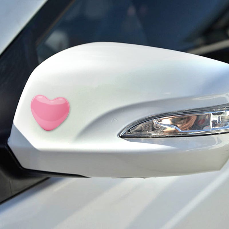 YGMONER Heart Metal Car Emblem Stickers (4-Pack) - 1.1" Chrome Pink Adhesive Badges for Auto Exterior, Truck Tailgate, Vehicle Number Decoration - Waterproof Automotive Grade Stickers (Pink) - Image 3