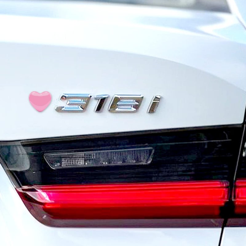 YGMONER Heart Metal Car Emblem Stickers (4-Pack) - 1.1" Chrome Pink Adhesive Badges for Auto Exterior, Truck Tailgate, Vehicle Number Decoration - Waterproof Automotive Grade Stickers (Pink) - Image 2