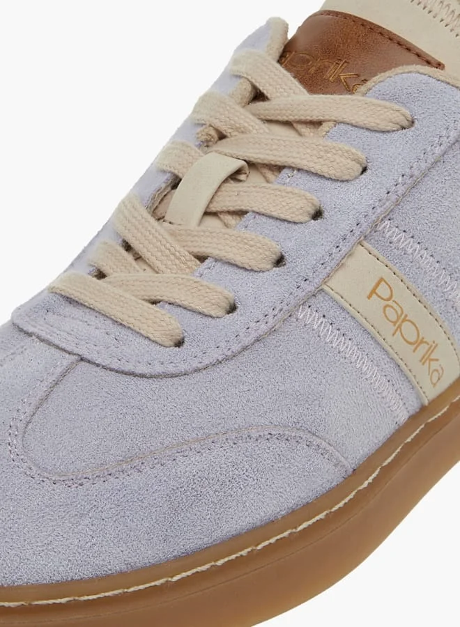 Paprika Women's Panelled Ankle Sneakers with Lace-Up Closure