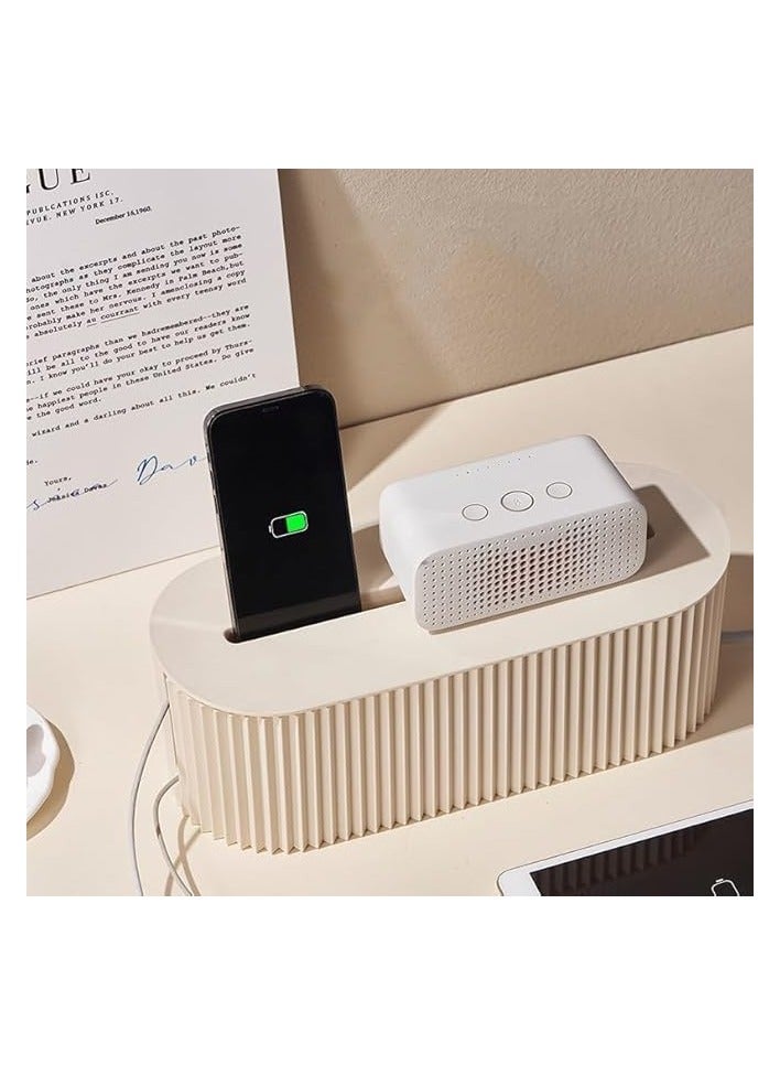 erorex Stylish Cable Management Box, Cord Organizer Box to Hide Power Strips, Cable Protector Cable Organizer Box for Home and Office, Cord Hider White Box with Wire Organizer  - Image 3
