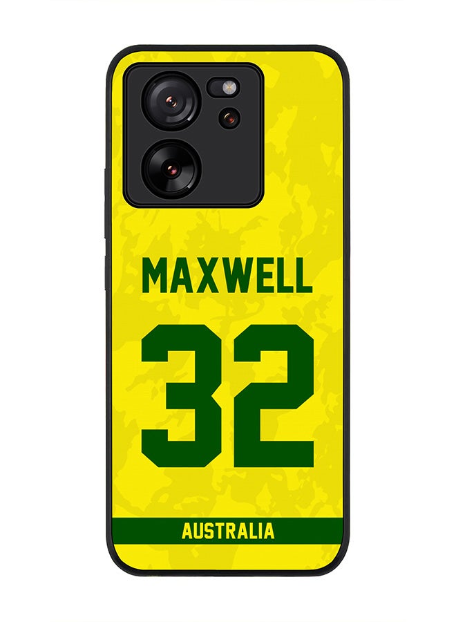 Rugged Black Edge case for Xiaomi 13T / Xiaomi 13T Pro,Slim fit Flexible Cover - Team Australia Glenn Maxwell, Jersey No 32