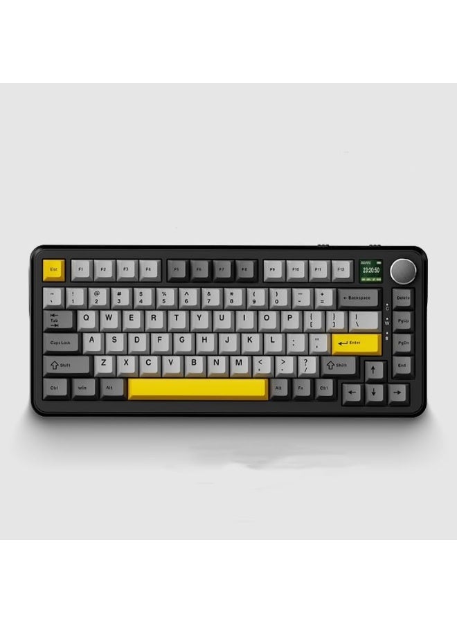 كيبورد العاب ميكانيكي اجاز AK820MAX 75% مع شاشة ذكية TFT ومقبض باضاءة خلفية RGB و81 مفتاح قابل للتبديل السريع لـ BT5.1/2.4G/نوع C من اودبالتي (ميست ريفر سي سولت سويتش)، USB-C