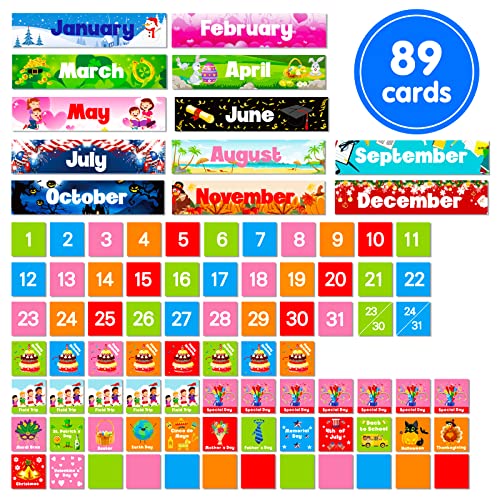 AUVCAS Blue Calendar Pocket Chart for Classroom,School Pocket Calendar for Kids Learning for Home,Pre-k Homeschool Daycare Classroom Supplies for Teachers… - Image 3