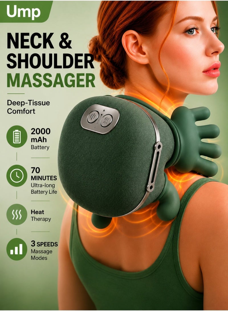 Ump Portable Neck Massager, Back Shoulder Massager, Shiatsu Massager,Rechargeable, with Heat, 3 Speed Levels,4D Deep Tissue Shiatsu Kneading Massager, Pain Relief,Relax Muscles, Electric Muscle Relaxation Pain Relief, for Home,Office,Car, Gifts for Men Women - Image 1