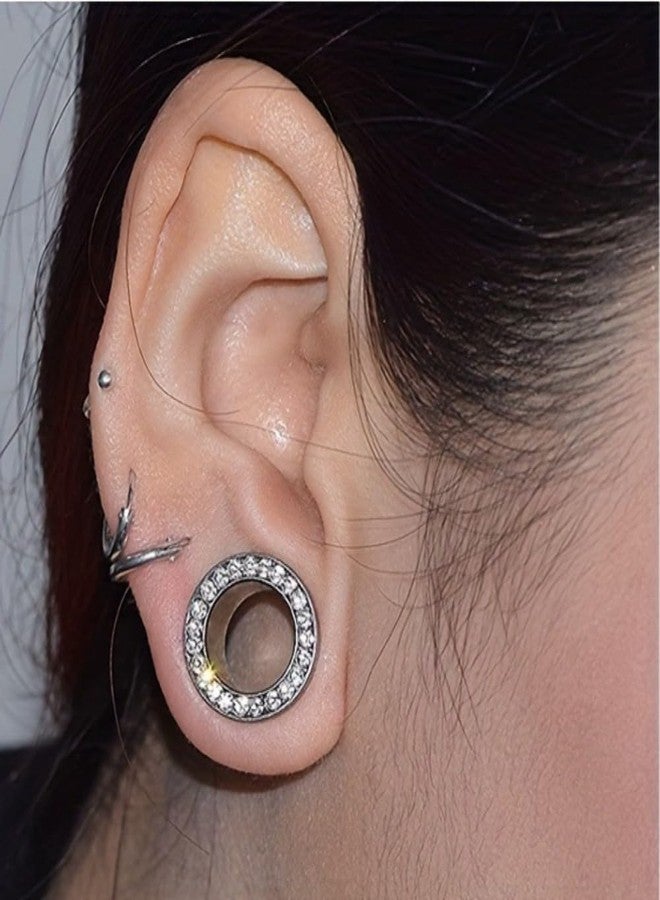 Shejuety 4pcs stainless steel screw ear gauge tunnel for men and women, set with diamond zircon ear expander, human piercing ear accessory (00G（10mm）) - Image 3
