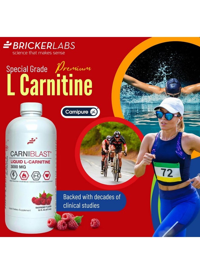 Bricker Labs Bricker Labs CARNIBLAST Liquid L-Carnitine 3000mg, Premium L Carnitine Carnipure, Energy Nutrition, Energy Supplement and Energy Booster, Raspberry, 16 fl oz  - Image 2