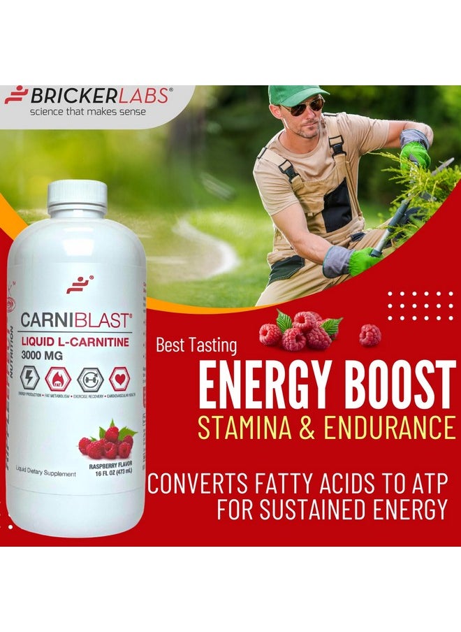 Bricker Labs Bricker Labs CARNIBLAST Liquid L-Carnitine 3000mg, Premium L Carnitine Carnipure, Energy Nutrition, Energy Supplement and Energy Booster, Raspberry, 16 fl oz  - Image 4