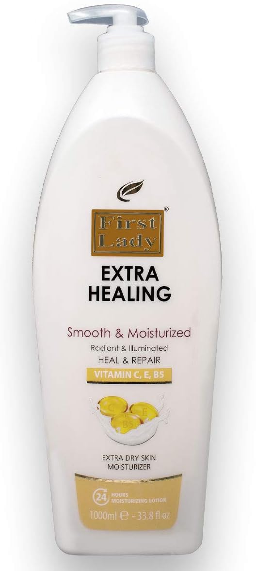 First Lady Extra Healing Vitamin C E B5 Moisturizing Hand Body Lotion 1000ml Extra Dry Skin