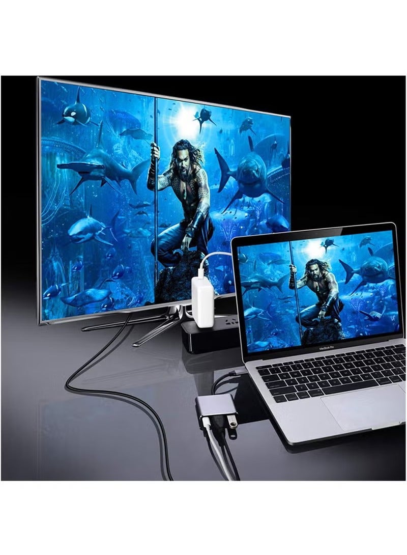 3 in 1 Type-C To USB and HDMI Adapter Grey - Image 4