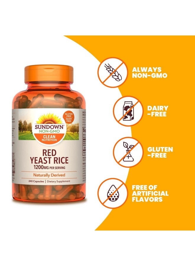 Sundown Red Yeast Rice 1200 Mg Capsules (240 Count) Naturally Derived Gluten Free Dairy Free Nongmoˆ Free Of Gluten Dairy Artificial Flavors (Packaging May Vary) - Image 5