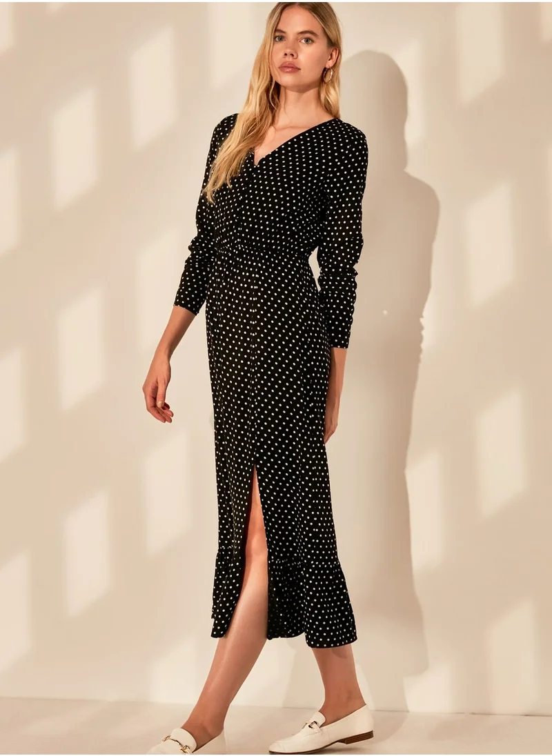 trendyol Side Slit Polka Dot Dress